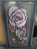 A large mackintosh style appliqué design in satins and silk blends on cotton.