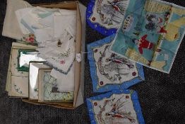 A variety of vintage handkerchiefs, pyjama cases and similar, some still in boxes.included are three