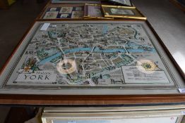 A historic map print of York.
