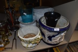 A selection of large ceramic planters most having pressed detailing