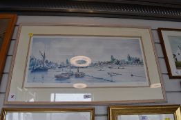 Signed and limited edition print after Melvyn Brinkley depicting Suffolk Harbour.
