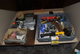 A selection of diy workshop and garage tools including drill bits