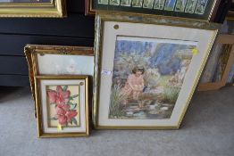 A selection of prints and pictures including fairy interest.