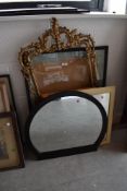 A selection of mirrors and picture frames including cast metal frame