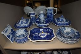 A large quantity of blue and white ware including Cauldon, Copeland and more, around 22 pieces in