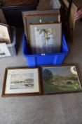 A selection of original art works including watercolour landscape.