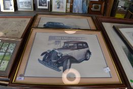 A pair of vintage car prints,of Austin interest and similar.