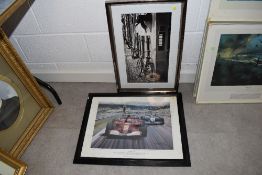 A Formula one interest print and similar cycle print