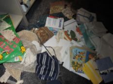 A large collection of vintage and retro table linen, crotchet work, tea towels and similar.