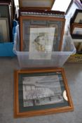 A selection of prints and picture frames, including aviation interest.
