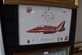 An aviation related print, red arrow interest. signed by crew members,