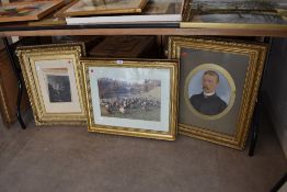A selection of ornate gilt and plaster frames and similar including duck interest
