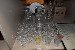 A selection of 1930's and later cocktail wine and party glasses including HM silver Whisky and Gin