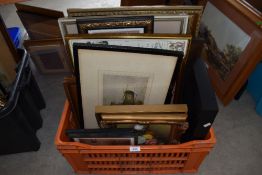 A good selection of original art works,prints and picture frames including oil of board.