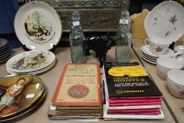 Two vintage codd bottles for Yates Lancaster and a selection of ordnance survey guides