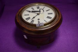 A wall mounted fusee clock having stained case measuring 11inch