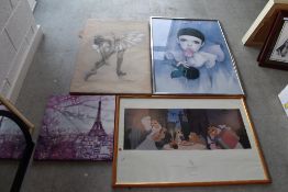 Two poster prints including Mira Fujita and Disney Lady and the Tramp