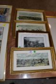 Four vintage hunting prints.