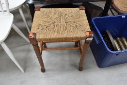 A traditional strung stool, width approx. 37cm, height 52cm