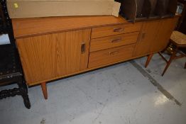 A vintage teak effect laminate sideboard, width approx. 152cm