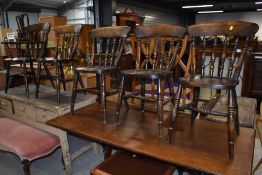 A set of five (four plus one) traditional stained frame kitchen chairs