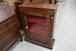 A 19th Century Empire style low display cabinet, having line inlay decoration, with plush lined