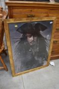 A framed poster, Captain Jack Sparrow, played by Johnny Depp in the Pirates of the Caribbean movies,