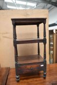 A Victorian Stained frame etage, three tier with drawer base