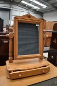 A modern pine dressing table mirror having drawer base, width approx. 51cm