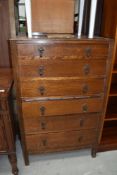 A mid 20th Century oak 6 drawer bedroom chest, dimensions approx. W75cm D42cm H121cm