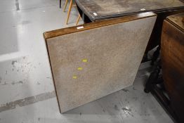 A traditional folding square card table, approx. width 76cm, beize faded