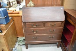 An early 20th Century mahogany bureau, width approx. 84cm