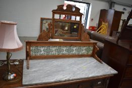A Victorian marble wash stand base, with tiled back