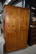 A modern pine wardrobe, width approx. 102cm