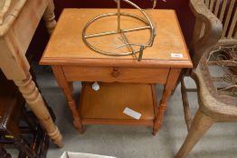 A small pine bedside or similar table having frieze drawer, approx. width 48cm