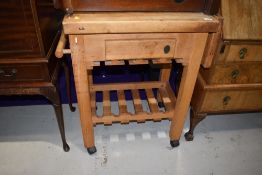 A butchers block style kitchen trolley, width approx. 77cm