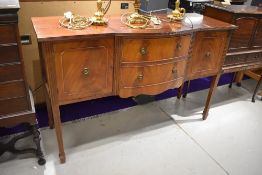 A reproduction mahogany semi bow front sideboard, width approx. 146cm