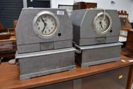 Two vintage Industrial Blick time recorder clocks