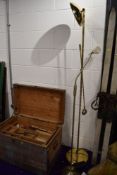 Two modern brass standard lamps