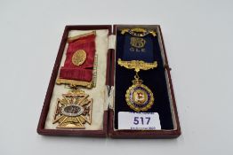 Two 9ct Gold Royal Antediluvian Orders of Buffaloes Jewels, in case