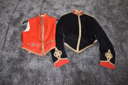 A Victorian British Royal Artillery Mess Dress jacket in black, red and gold having gold