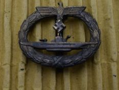 A German WW2 Kriegsmarine U-Boat Badge, stamped Munchen 9 on reverse