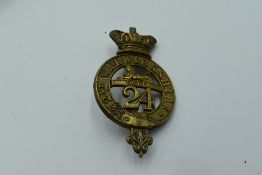 A 24th (2nd Warwickshire) Regiment of Foot Other Ranks Glengarry badge circa 1874-81