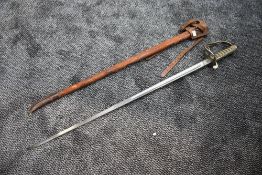 An 1821 pattern Royal Artillery Officers sword by Fenton Brothers Ltd. Sheffield, brown leather