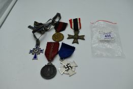 A group of five German WW2 Medals, German Mother Cross, Sudentenland October 1938, War Merit Cross