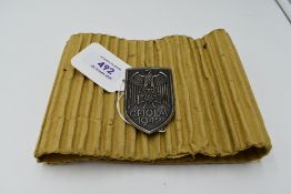 A German WW2 Cholm 1942 Shield Badge bearing Eagle and Swastika, unmarked