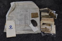 A of collection of Military ephemera including a piece of possible shrapnel found at the site of the