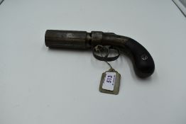 A Pepper Box Percussion Pistol possibly 1854 Marston New York, six shot, total length 19cm
