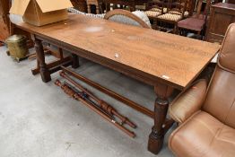 A traditional farm house style oak table