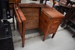 A vintage golden oak metamorphic work table/desk , extended width approx. 126cm depth 81cm